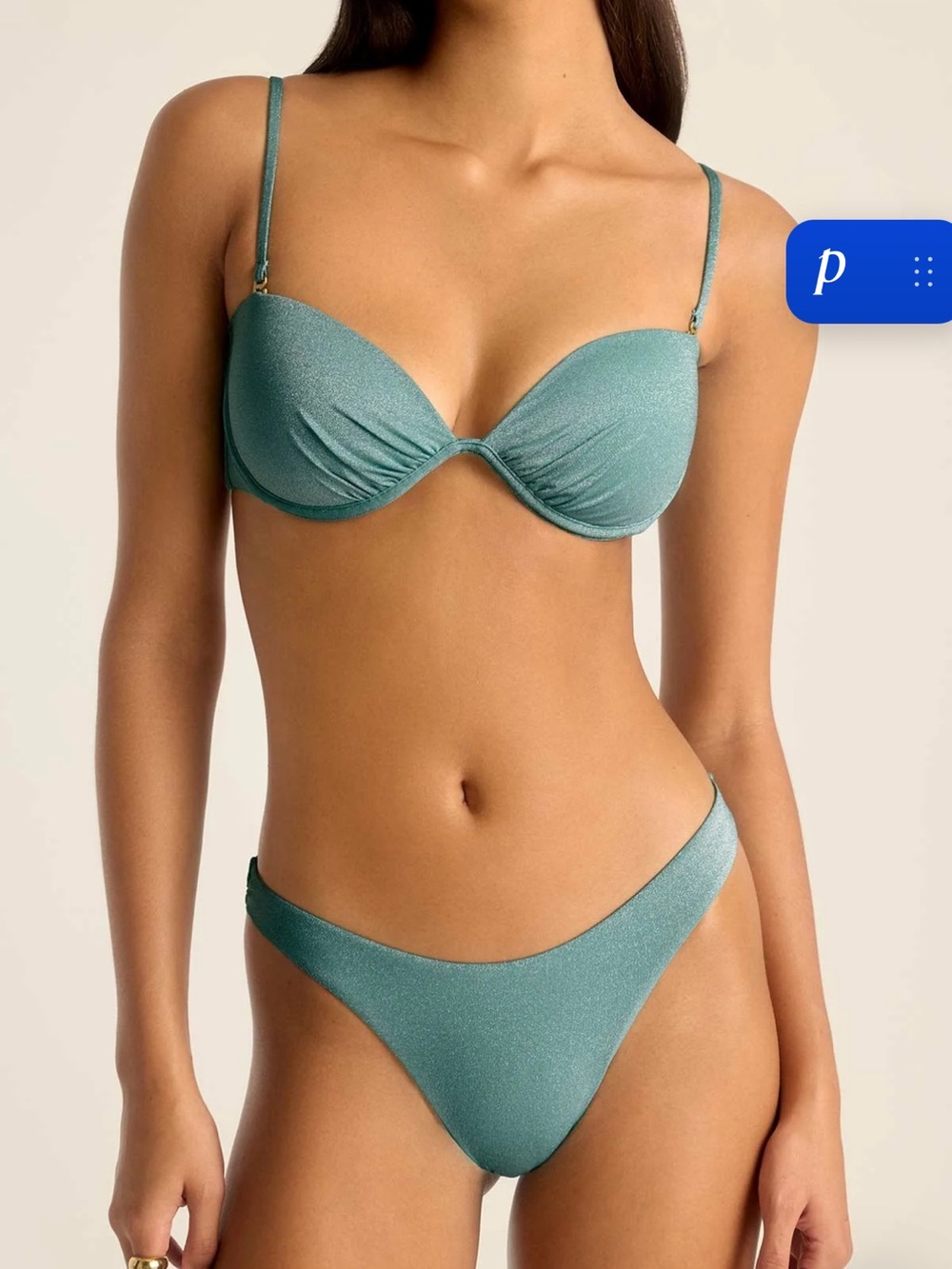 Vitamin A Shimmer Teal Bikini Set